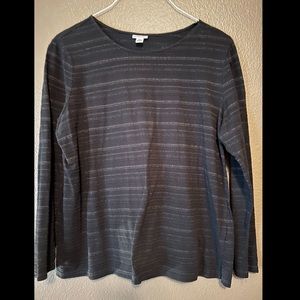 Croft & Barrow Top, black with glitter/silver stripes, Size XL